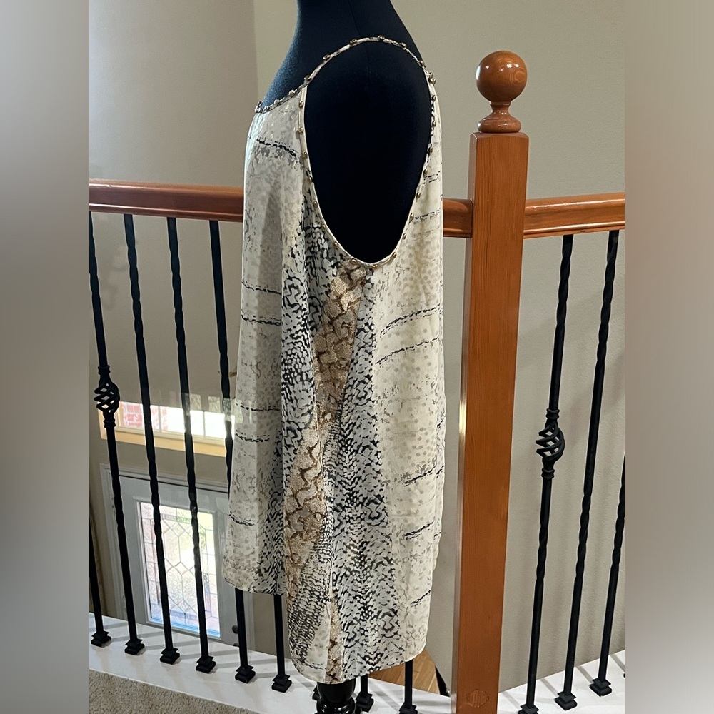 Midnight Velvet Animal Print Top - Brown & Gray with studded  accents: SIZE XL - Picture 6 of 12